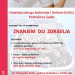 Pročitajte više o članku 13. listopada 2018. predavanje ZNANJEM DO ZDRAVLJA u Zadru